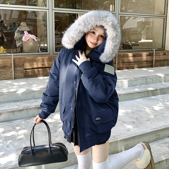 Ladies stylish padded jacket with removable faux fur collar Lune London