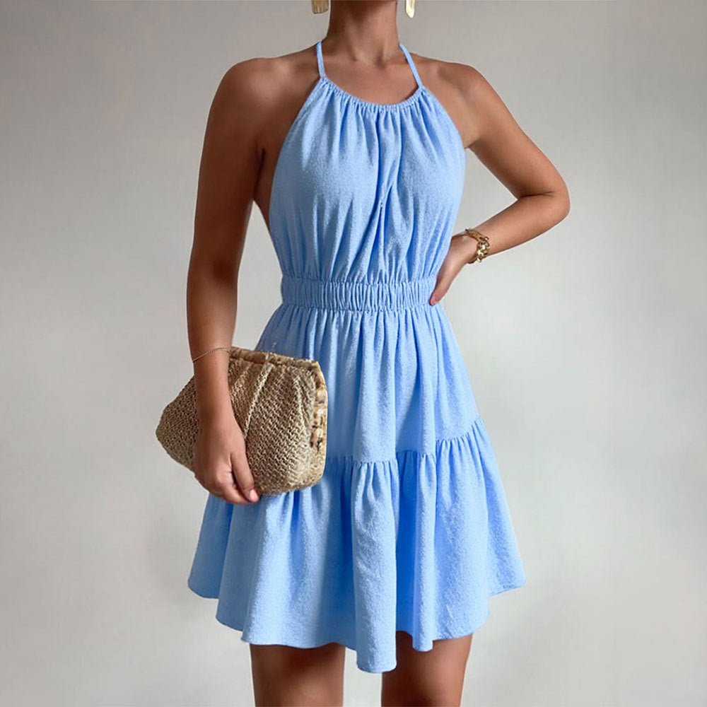 Robe à dos nu pour femme avec un ourlet en volants ludique Chic & Stil