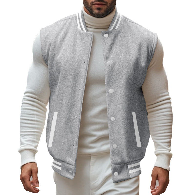 Casual men's cardigan with a sporty style featuring a snap button closure and side insertion pockets Lune London