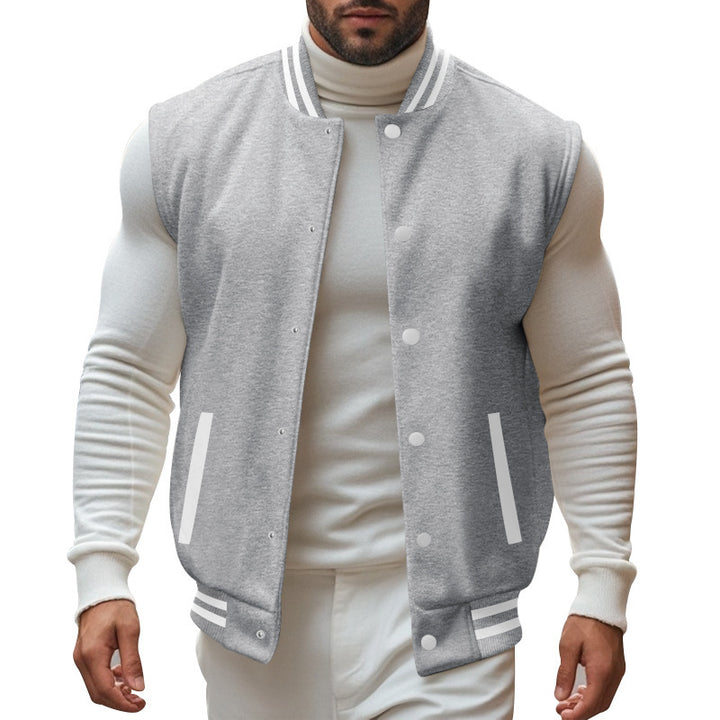 Casual men's cardigan with a sporty style featuring a snap button closure and side insertion pockets Lune London
