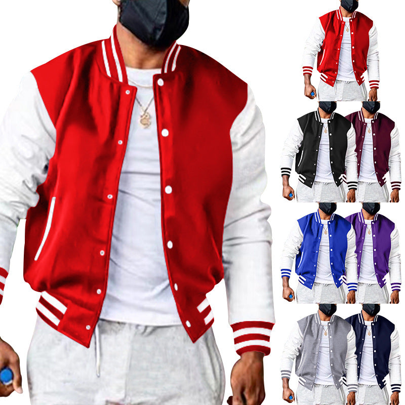Men's Varsity Jacket with Contrast Sleeves and Side Pockets Lune London
