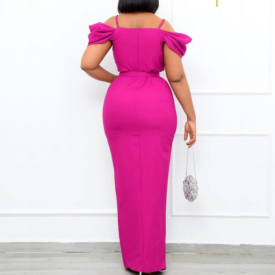 Ladies Elegant Wrap Dress with Voluminous Puff Sleeves and Chic Belt and Style