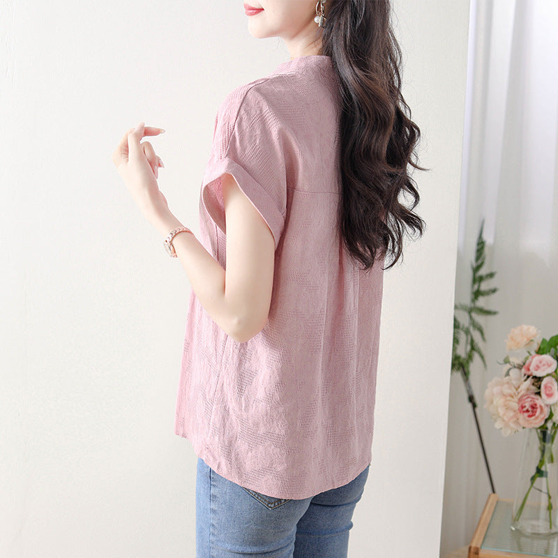 Elegant women's structured blouse with short sleeves Lune London