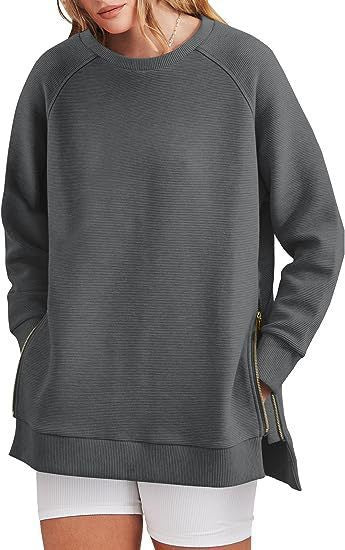 Women's trendy sweatshirt with side zips Lune London