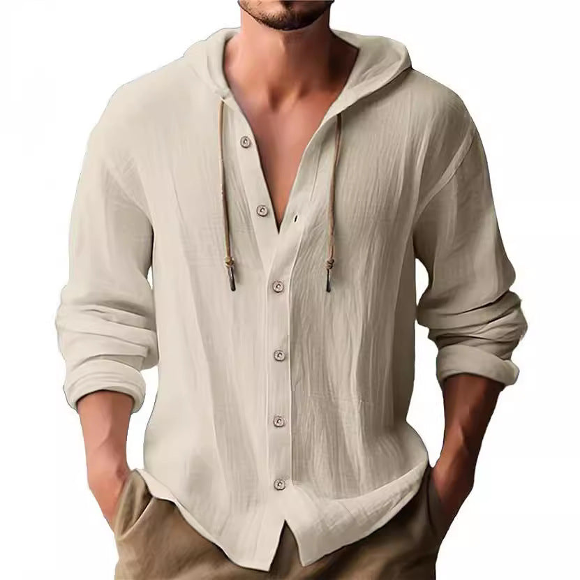 Casual hoodie shirt for men with button placket and elastic sleeves Lune London