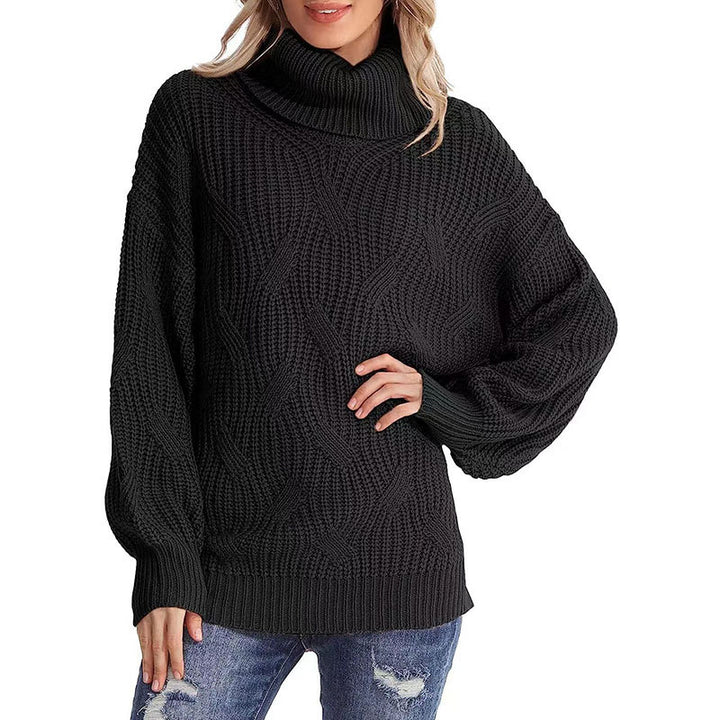 Pull en tricot pour femme avec col haut et look de point texturé Chic & Stil