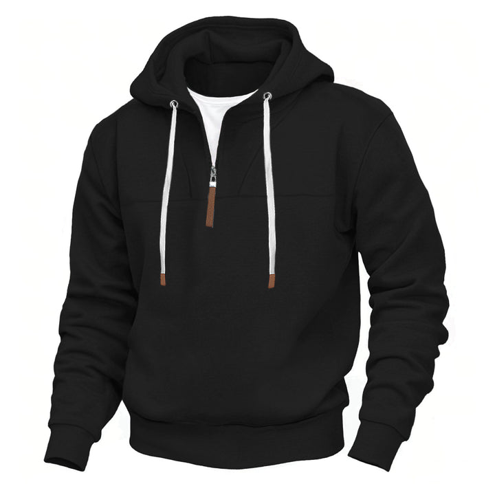 Sporty hoodie for men with half-zip and robust contrasting details Lune London