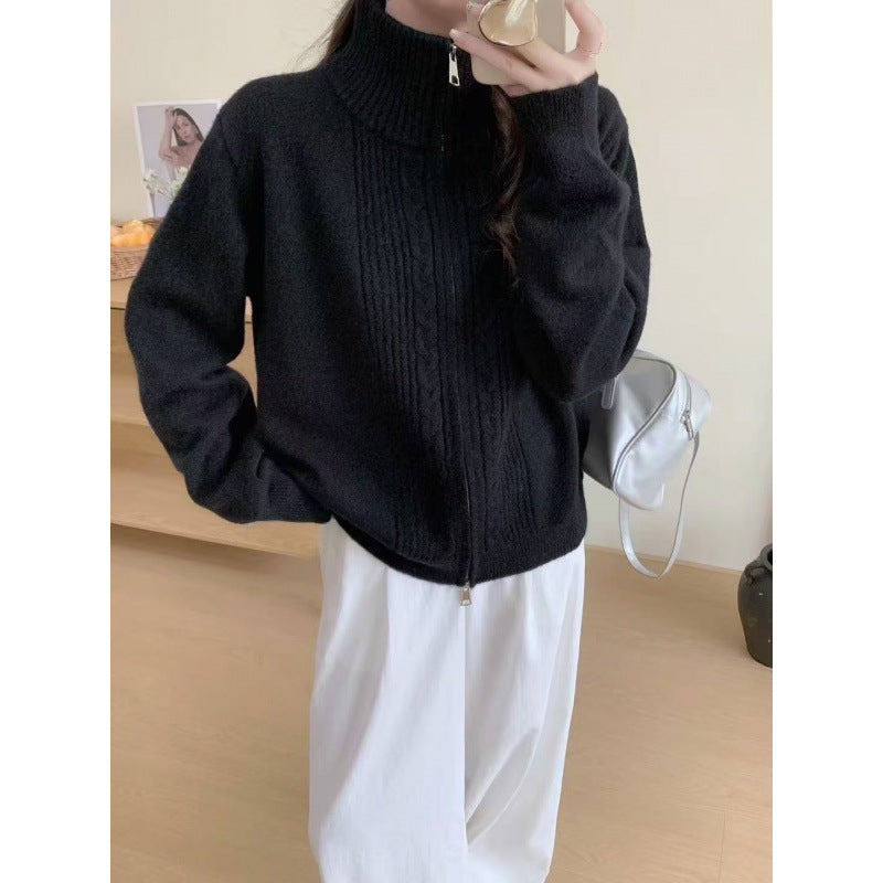 Cardigan féminin avec col zippé et matériau de haute qualité Chic & Stil