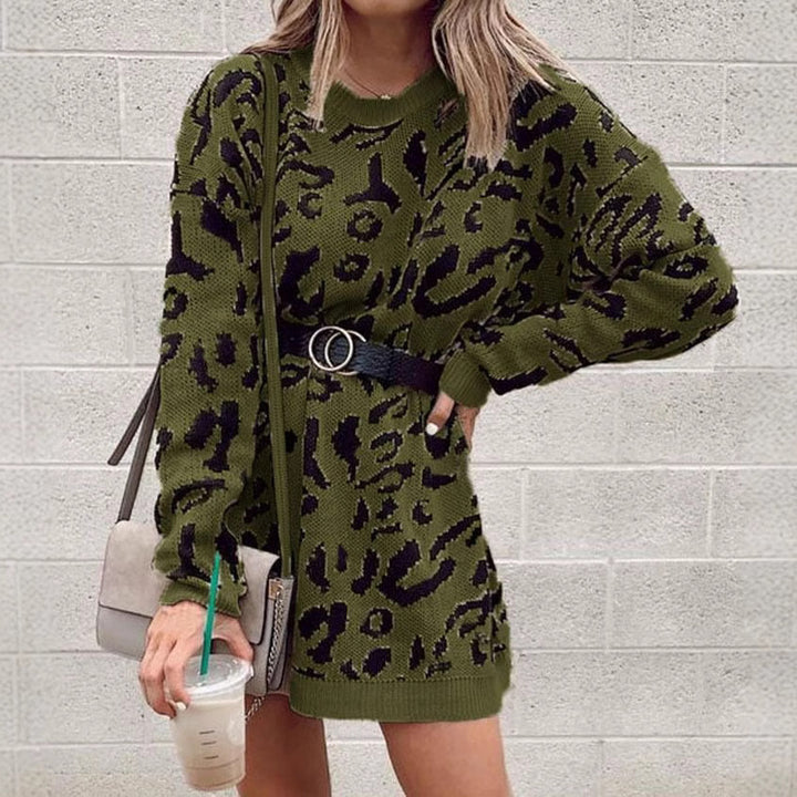 Robe en tricot surdimensionnée pour femmes avec motif animal et ceinture à la mode Chic & Stil