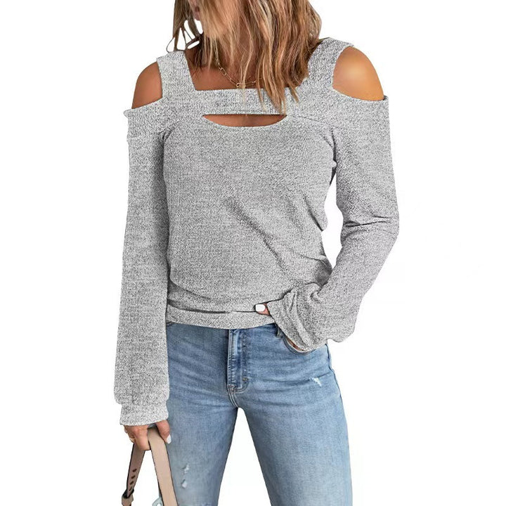 Lune London trendy women's long sleeve top with cut-out details and off-shoulder design