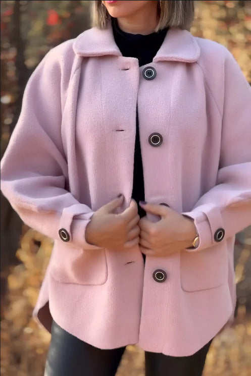 Transitional jacket for women with large collar and practical pockets Lune London