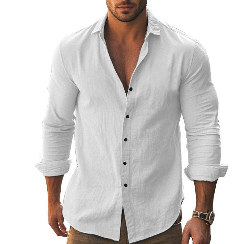 Men's Elegant Long Sleeve Shirt with Modern Collar and High-Quality Cotton Texture Lune London