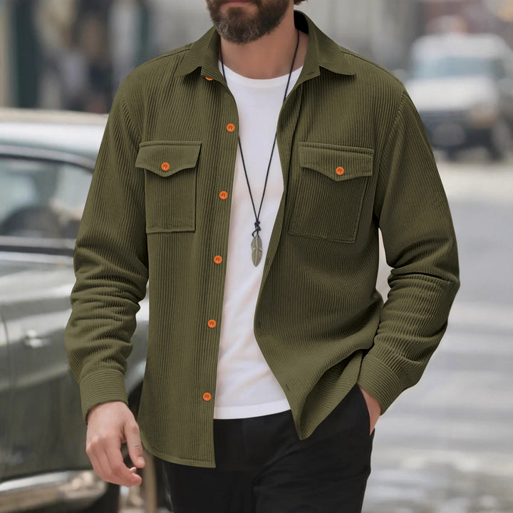 Corduroy shirt for men with double chest pockets and modern fit Lune London