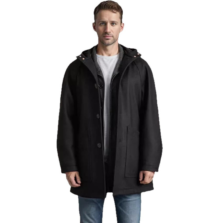 Elegant and comfortable quilted jacket for men with hood Lune London