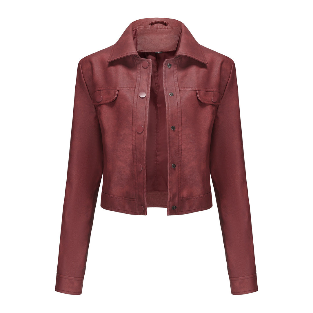 Chic and style short leather jacket for ladies