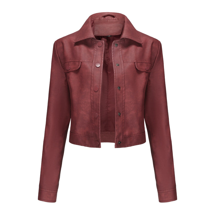Chic and style short leather jacket for ladies