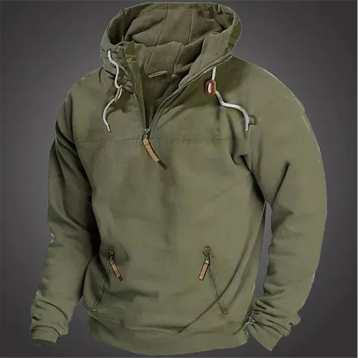 Casual men's sweater with half-zip and practical kangaroo pockets Lune London