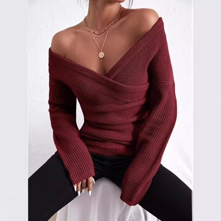 Casual wrap sweater for women with a deep V-neck and a relaxed fit Lune Londonl