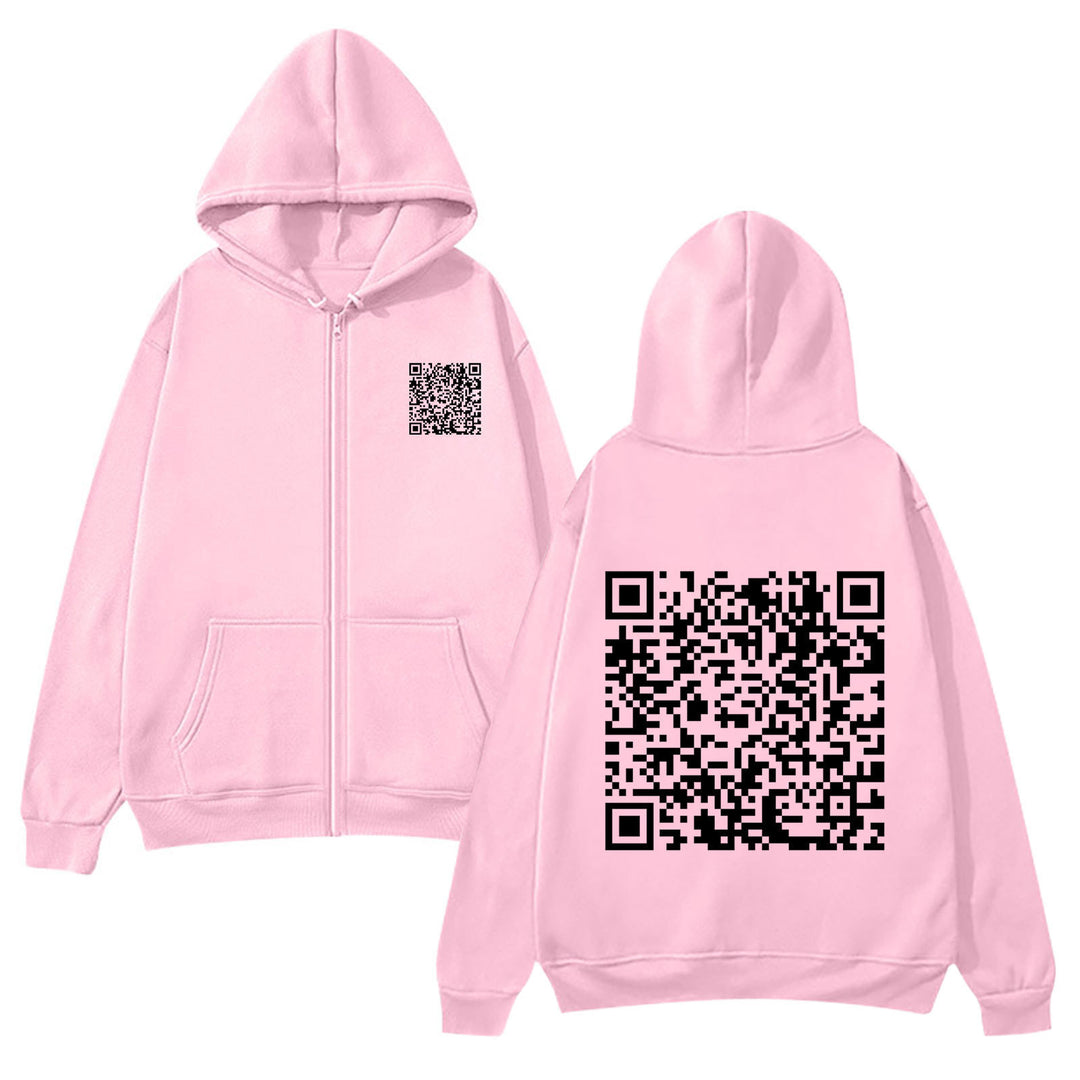 Women's hoodie jacket with QR code design and soft fleece Lune London