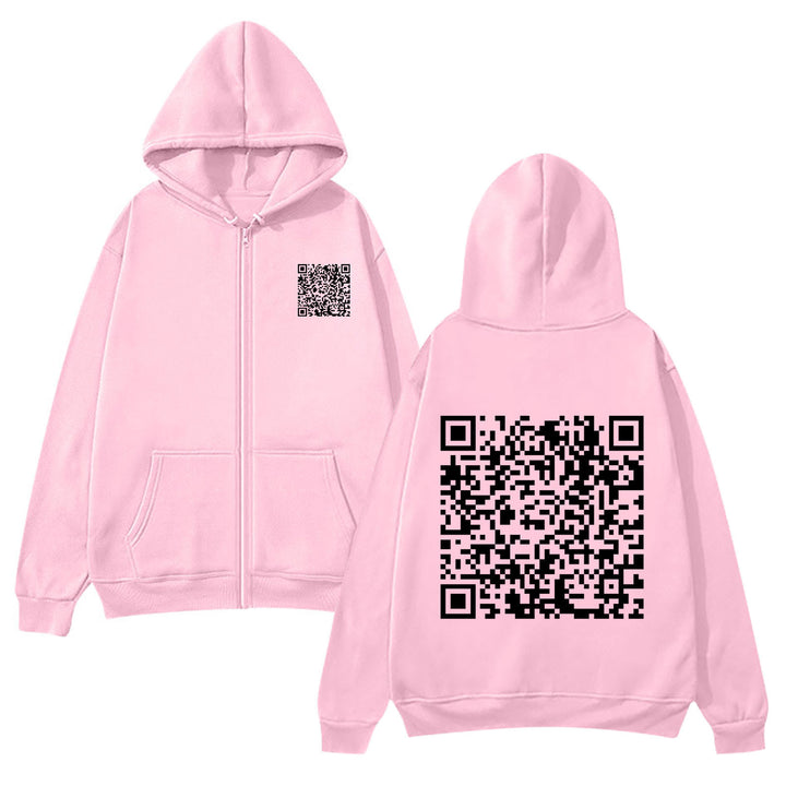 Women's hoodie jacket with QR code design and soft fleece Lune London