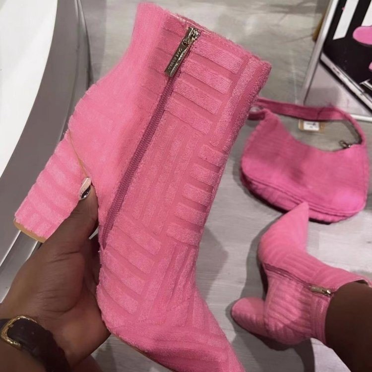 Women's Elegant Ankle Boots with Textured Upper Material and Practical Zipper Lune London