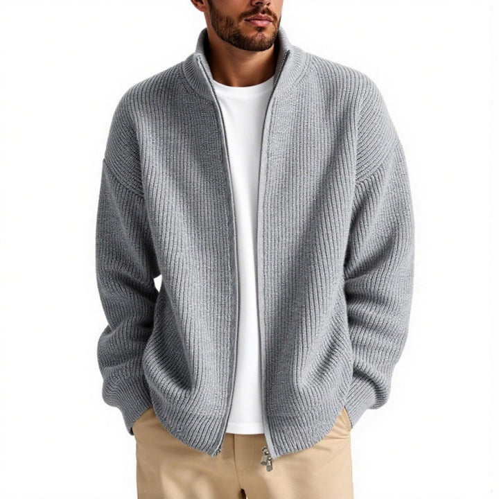 Men's knitted jacket with high collar and convenient zipper Lune London