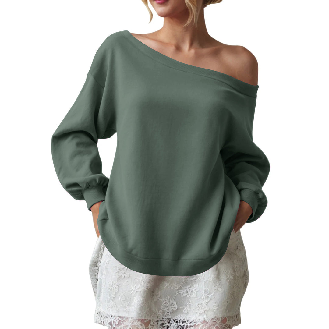 Ladies Creative Oversized Sweatshirt with Chic and Stylish Shoulder Details