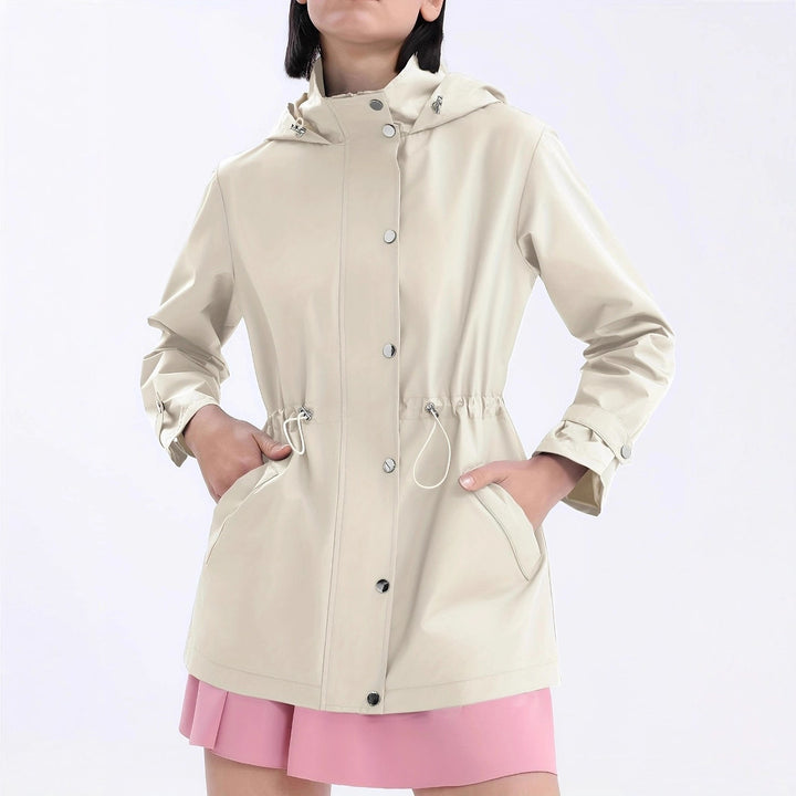 Veste de pluie pour femme avec cordon de taille ajustable et capuche Lune London