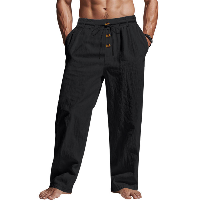 Lightweight beach pants for men with adjustable drawstring and practical side pockets Lune London
