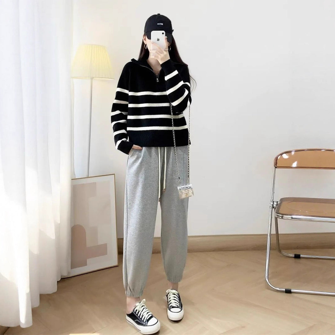 Pull en maille confortable pour femme avec demi-zip Chic & Stil