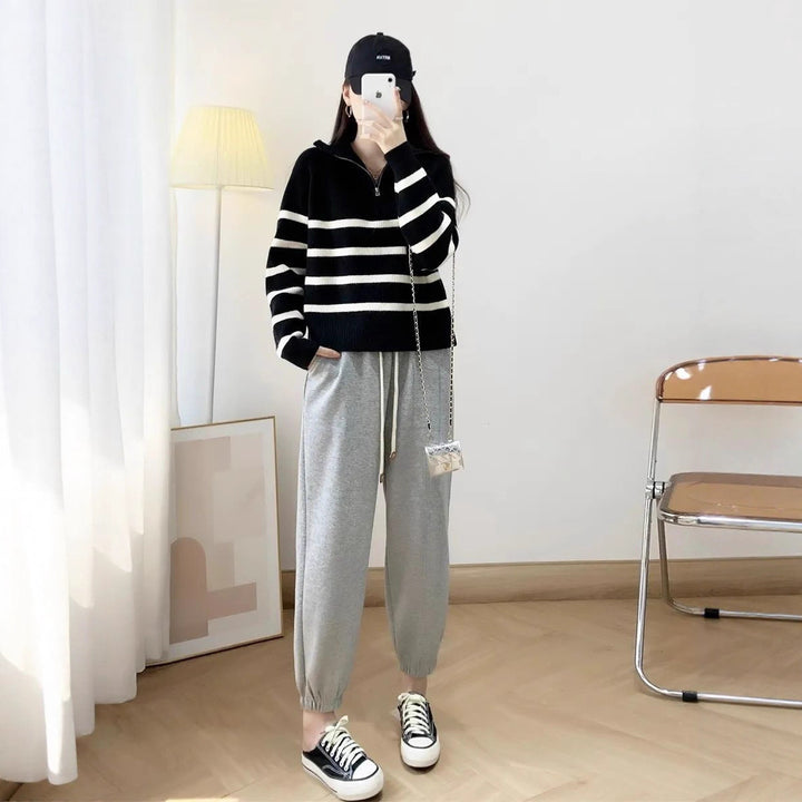 Pull en maille confortable pour femme avec demi-zip Chic & Stil