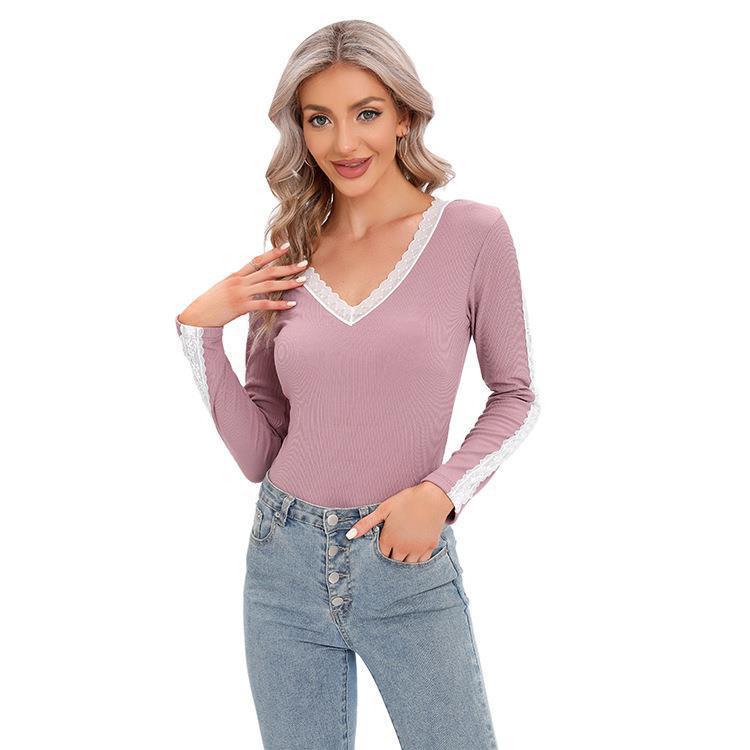 Ladies long sleeve bodysuit with lace back Lune London