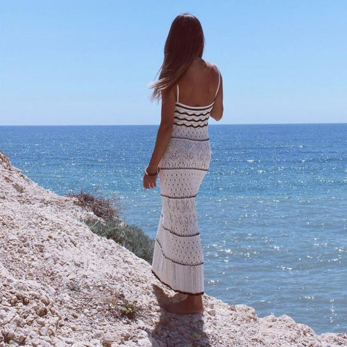 Maxi crochet dress for ladies with a flowing cut and refined details Lune London