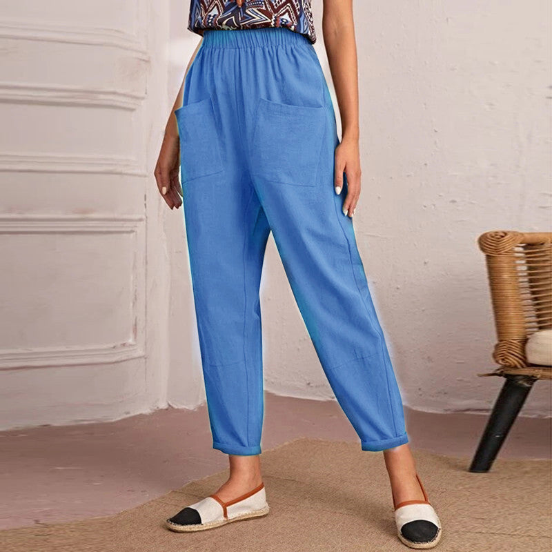 Casual pants for women with elastic waistband and large pockets Lune London