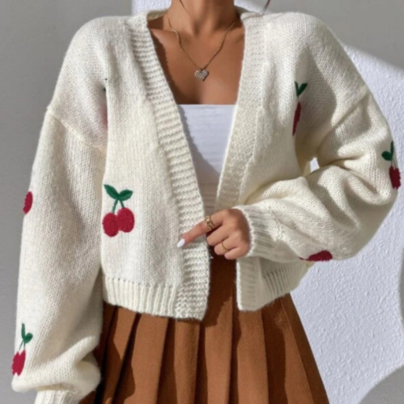 Cardigan pour femme avec motif floral de cerise Chic & Stil