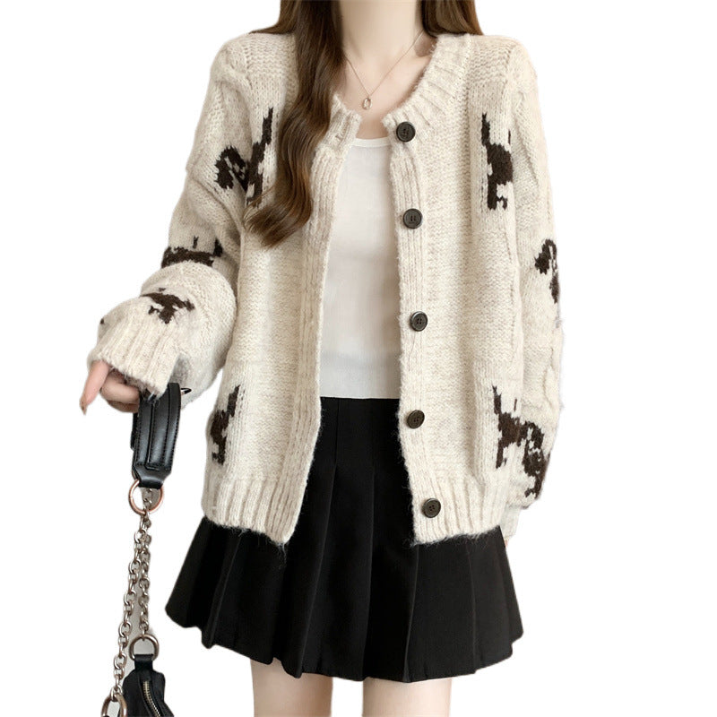 Women Knitted gilet with animal patterns and comfortable oversized cut Lune London