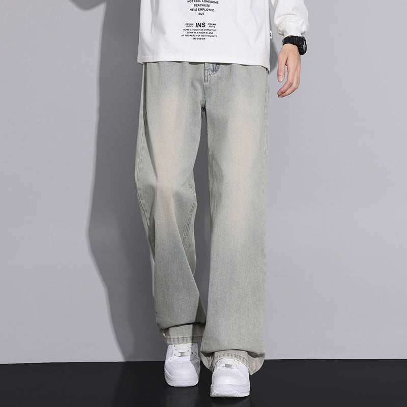 Men's wide denim jeans with a modern worn look Lune London