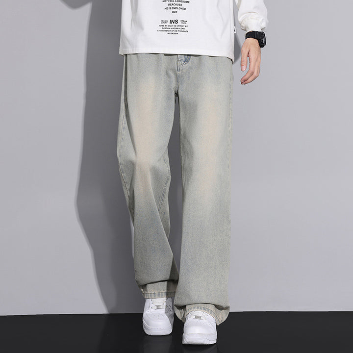 Men's wide denim jeans with a modern worn look Lune London