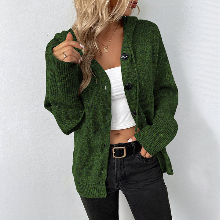 Women Fashion Cardigan with Hood and Practical Button Details Lune London