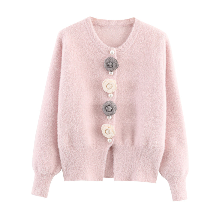 Women's filigree cardigan with decorative floral applications Lune London