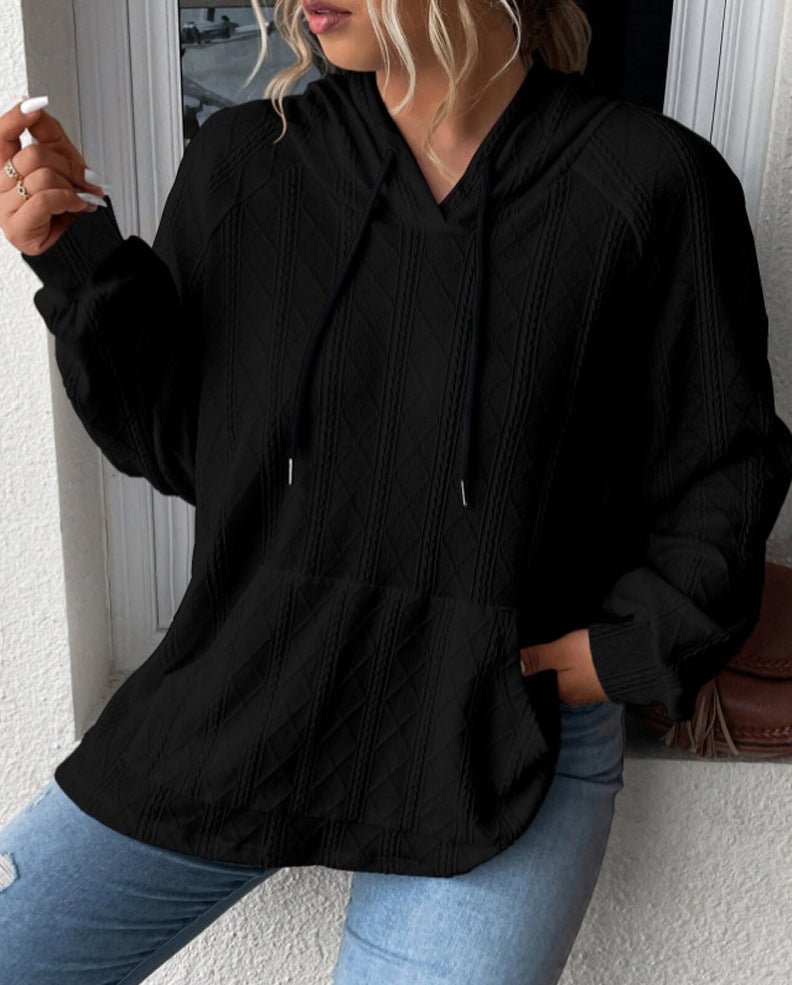 Ladies casual hoodie with textured design and kangaroo pocket Lune London