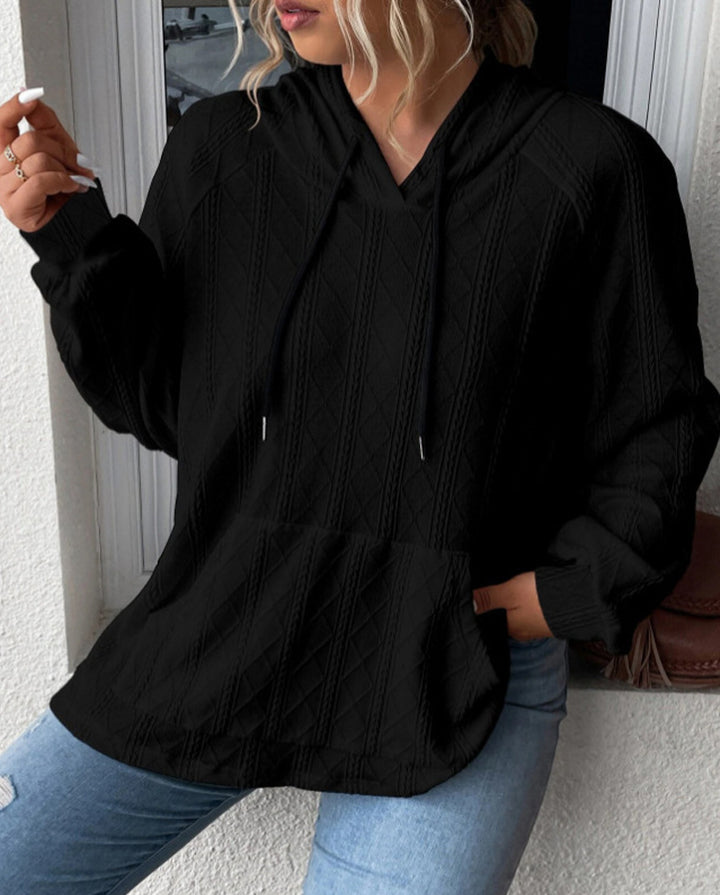 Ladies casual hoodie with textured design and kangaroo pocket Lune London