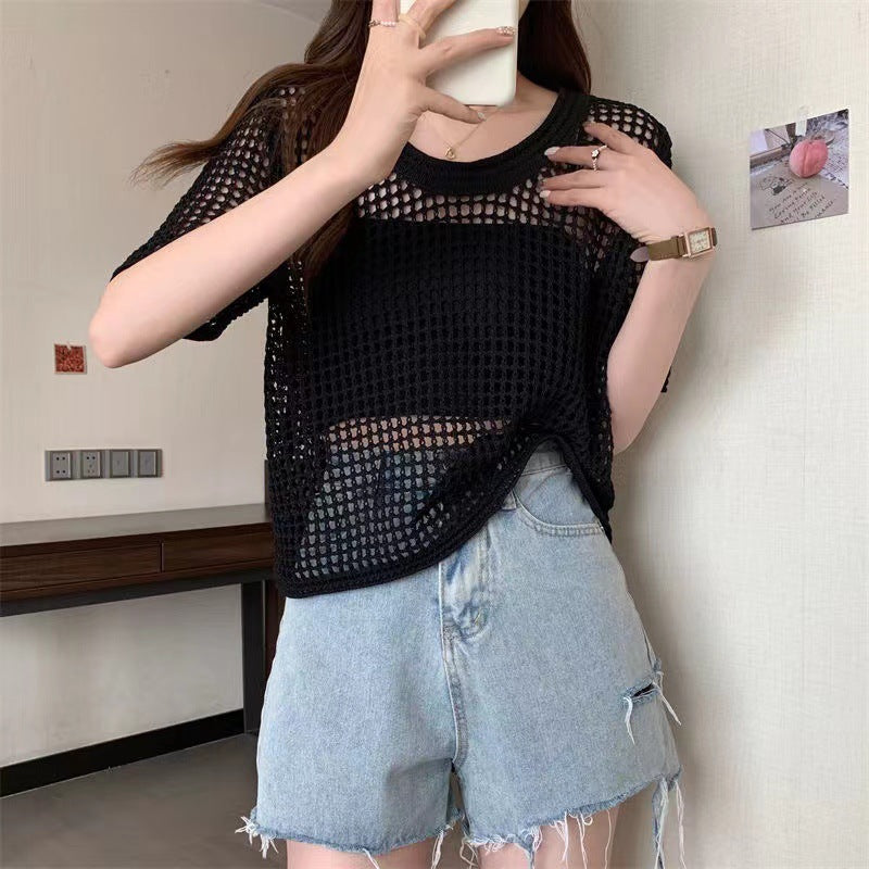 Women's mesh swimsuit top in a casual chic style