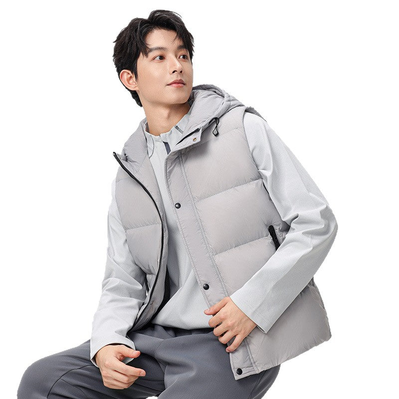 Quilted jacket for men with removable hood and deep pockets Lune London