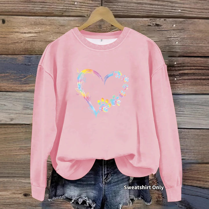 Sweatshirt femme avec motif cœur floral et coupe confortable Chic & Stil