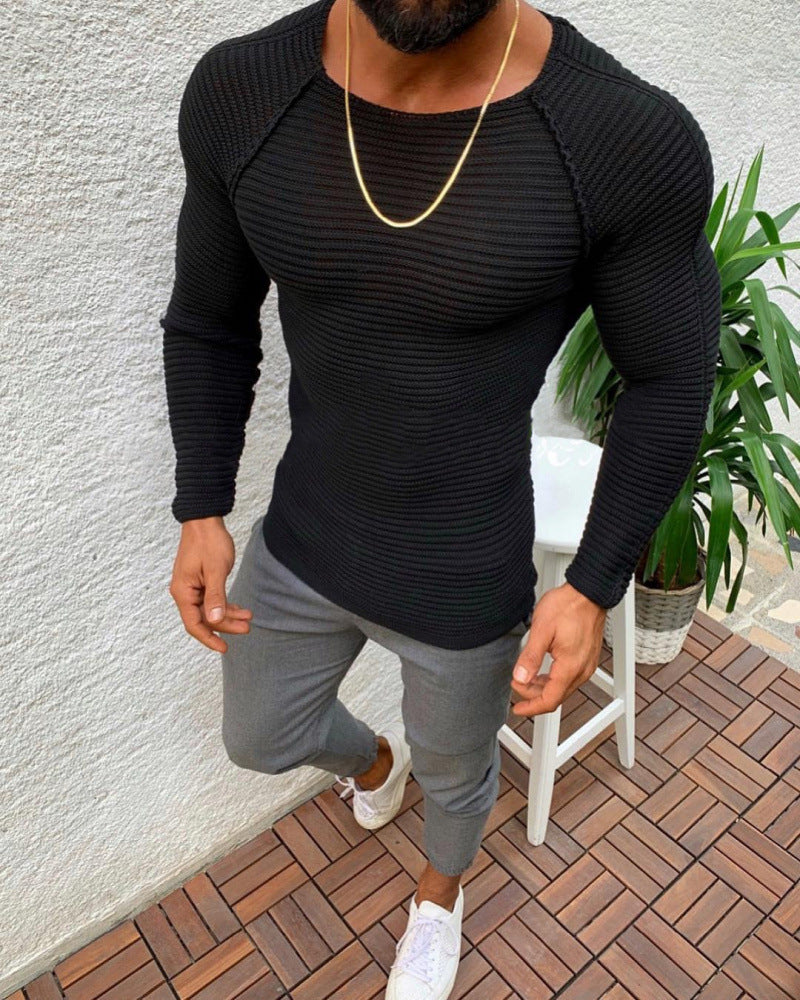 Men's fitted knitted top with breathable texture and chic stylish design