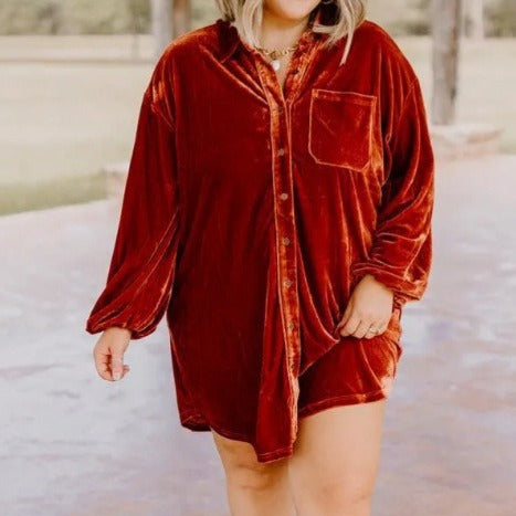 Velvet shirt dress for ladies Lune London