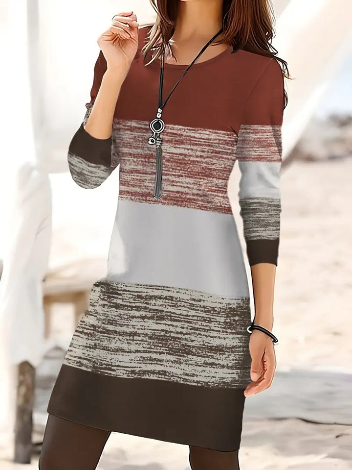 Casual women's leisure dress with graphic striped pattern and relaxed fit Lune London