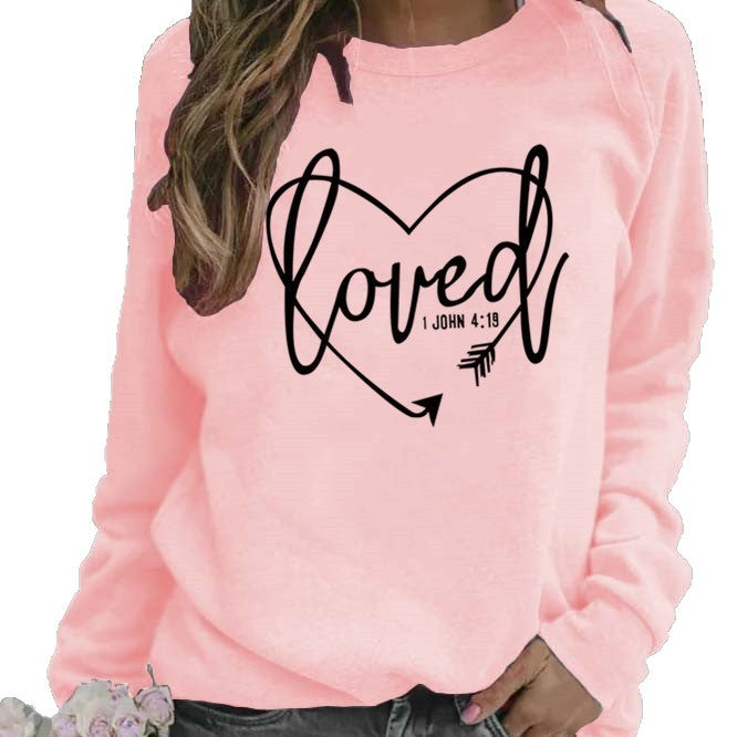 Sweatshirt pour femmes avec imprimé en forme de cœur et message inspirant Chic & Stil