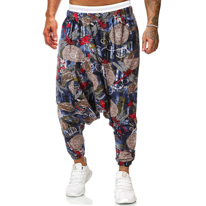 Harem pants for men with unique fancy pattern and elastic waist Lune London